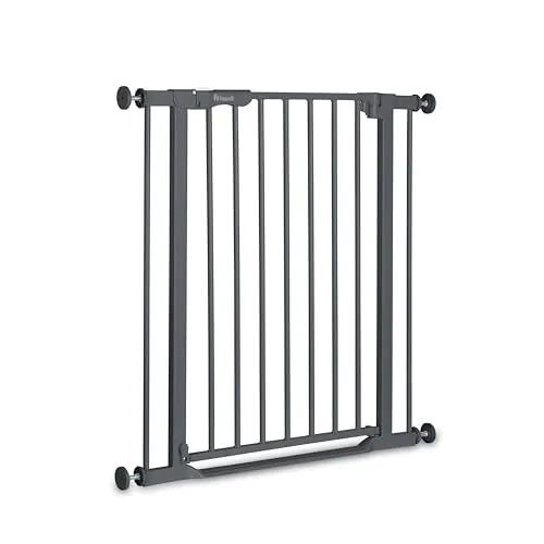 Hauck Treppenschutzgitter Clear Step Autoclose 2 - Kindersicherung für Breiten 75-80 cm, mit ultra flacher Schwelle und automatischem Schließmechanismus, ideal für sichere Treppenabgänge ohne Bohren.