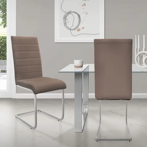 ML-Design Esszimmerstühle 2er Set, Braun - Ergonomische Freischwinger für jeden Raum - Esszimmerstühle mit hoher Rückenlehne und komfortabler Polsterung, ideal für Küche und Wohnzimmer. Robuste Konstruktion und pflegeleichte Oberfläche für langanhaltenden Sitzkomfort.