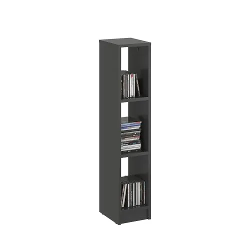 KOMTO Bücherregal Anthrazit – 20 cm Breites Regal mit 3 Fächern
