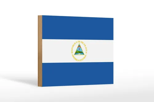 Holzschild Flagge Nicaraguas 18x12 cm Flag of Nicaragua Deko Schild