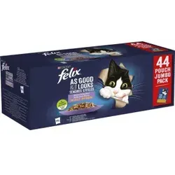 Felix So Gut Wie Es Aussieht Mix Selection in Gelee Katzen-Nassfutter 44x85g Pro Karton (44 x 85 g)
