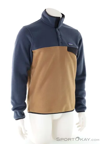 Patagonia Lightweight Synch Snap-T P/O Fleecepullover - Gr. S Braun/Blau - Sweatshirts aus 100% Recyclingpolyester, DWR-imprägniert und ideal für Wanderungen. Leicht und ohne Kapuze für höchsten Tragekomfort.