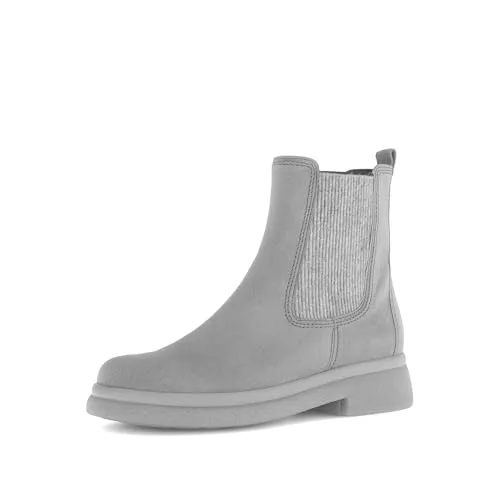 Gabor Damen Chelsea Boots - Flache Stiefeletten in Steel - Stylische Chelsea Boots für Damen, aus hochwertigem Lack mit komfortablem Microfutter. Ideal für den Übergang, mit 4 cm Blockabsatz und praktischem Reißverschluss.