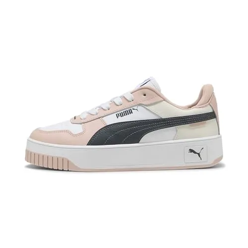 PUMA Damen Carina Street Sneaker, White-Strong Gray-Rose Quartz, 38 EU - Damen-Sneaker mit hochwertigem Lederobermaterial und stylischem PUMA Design, ideal für lässige Outfits und den Alltag.