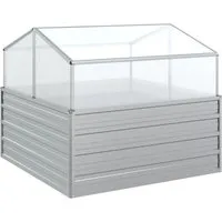 Garten-Hochbeet mit Gewächshaus 100x100x85 cm Silber - Körbe, Blumentöpfe, -kästen & Untersetzer – Ideal für Pflanzenanbau mit integriertem Gewächshaus für optimale Wachstumsbedingungen.