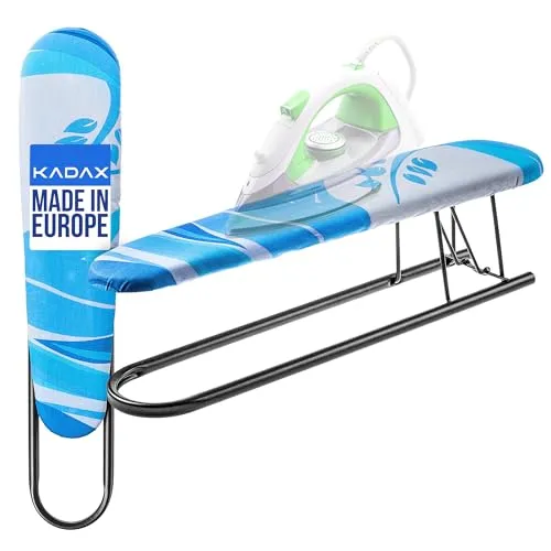 KADAX Ärmelbrett für Hemden 53x13cm mit 5mm Schaumstoffunterlage und abnehmbarem Bügelbrettbezug, klappbares Bügelbrett für Ärmel, Ärmelbügelbrett Made in EU (Schwarz)