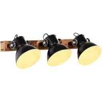 vidaXL Wandlampe Industriestil Schwarz 65x25 cm mit E27-Fassung - Industrielle Wandleuchte mit 3 Lampenschirmen aus Eisen und Mangoholz. Ideal für Wohnzimmer, Schlafzimmer und mehr. Schaffen Sie eine gemütliche Atmosphäre mit individuell wählbaren E27-Leuchtmitteln.