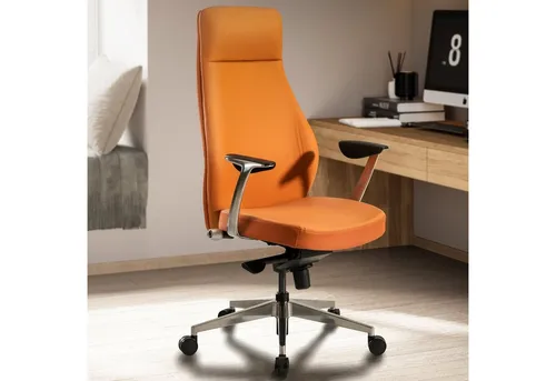 FINEBUY Drehstuhl FB58810 - Moderner Chefsessel in Kunstleder, Caramel - Bürostuhl mit ergonomischer Anpassung für maximalen Komfort, ideal für lange Arbeitstage bis 120 kg, in elegantem Design und zwei Farbvarianten.