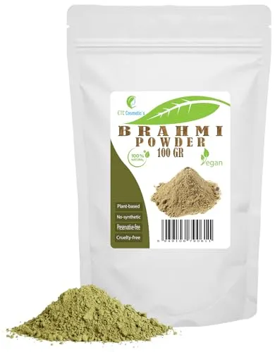 BRAHMI PULVER - 100% natürlich - wird für die Kopfhaut- und Hautpflege verwendet und lässt das Haar länger und kräftiger wachsen (100Gr)