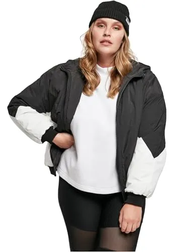 Urban Classics Ladies Padded 2-Tone Batwing Jacket Black/White XS - Funktionsjacke mit großzügigem, zweifarbigen Design und angeschnittenen Fledermausärmeln. Ideal für lässige Styles und Komfort!