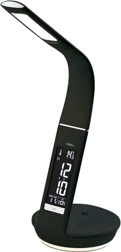 AMS Quarzwecker T1305 Digitalwecker mit Ladestation in schwarz von AMS
