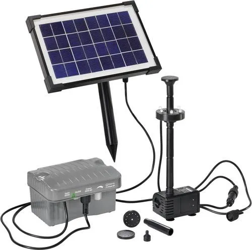Esotec 101775 Solar Teichpumpe Palermo - 5 W Solarmodul, LED-Beleuchtung und Akku für beeindruckende Wasserspiele bei Tag und Nacht