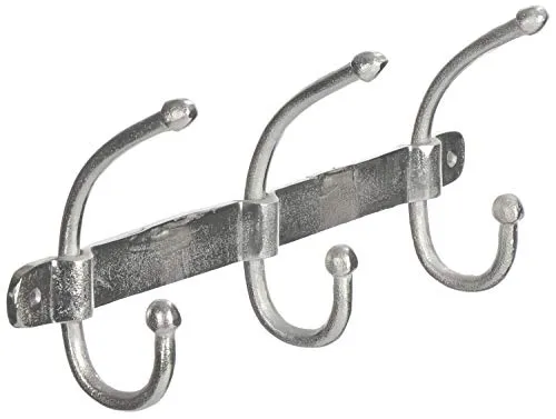 com-four® 3er Garderobenleiste, Wand-Garderoben Kleiderhaken, Doppel-Wandhaken aus massivem Metall für Flur, Eingang, Wohnbereich