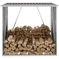 vidaXL Brennholzlager aus verzinktem Stahl - Kaminholzunterstand aus robustem verzinkten Stahl, ideal für die trockene und belüftete Lagerung von Feuerholz. Stabil und pflegeleicht, mit Dachschräge zur Regenableitung.