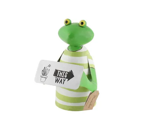 440s Dekoobjekt 440s Zaunhocker FROSCH 'This Way' mit grünem Ringelshirt (Stück)