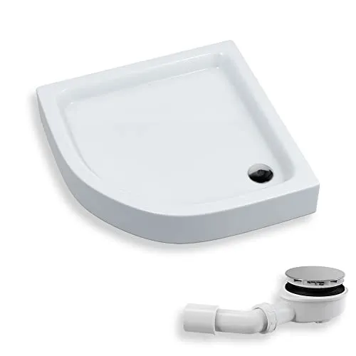 KOLMAN Duschwanne 80x80 cm Viertelkreis, Weiß - Duschkabinen & -wände - Langlebige, flache Design-Duschtasse aus hochwertigem Sanitäracryl für ein modernes Badezimmer und ein komfortables Duscherlebnis.