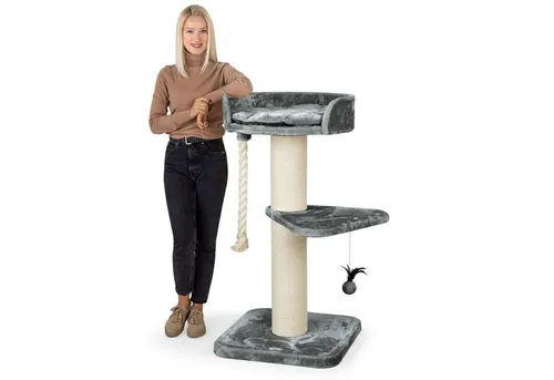 HAPPYPET Premium Kratzbaum Felix - 120 cm hoch, stabil für große Katzen wie Maine Coon, mit Natursisal und gemütlicher Aussichtsplattform