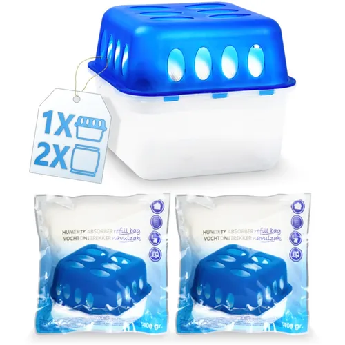 Luftentfeuchter + 2x 400g Beutel Granulat Raum Entfeuchter Stopper Trockner