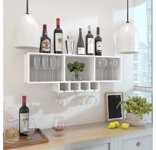 Vicco Weinregal Vin, Weiß mit Glashalter in weiß von Vicco