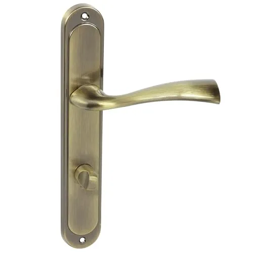 domino Türgriff 78 Drückergarnitur WC - Badezimmer Set Links & Rechts Türbeschlag für WC/Badezimmertüren L-Form Türbeschläge aus Aluminium Bronze Türdrückergarnitur FLY M3