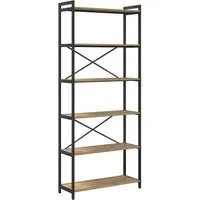 vidaXL Bücherregal im Industriedesign - Regal im industriellen Stil, gefertigt aus Holzwerkstoff und robustem Stahl. Verstellbare Füße sorgen für Stabilität auf unebenen Böden und bieten viel Platz für Bücher und Deko.