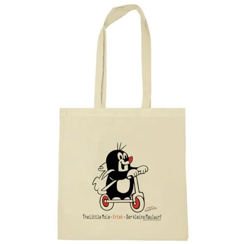 Logoshirt® Der kleine Maulwurf I Roller I Baumwolltasche I natur I Lizenziertes Originaldesign
