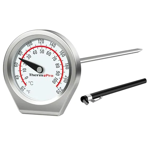 ThermoPro APT418 Fleischthermometer Analog Grillthermometer Bratenthermometer Thermometer kochen Küchenthermometer aus Edelstahl Einstechthermometer für Flüssigkeiten für Fleisch Fisch Geflügel