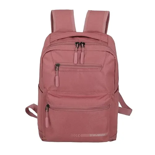 Travelite Kick Off M City Rucksack - Leichter 17L Daypack in Rosa mit Laptopfach und vielen Fächern für optimale Organisation