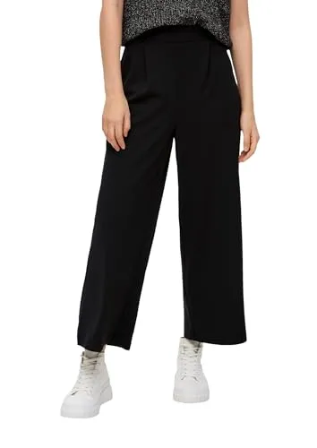 QS Culotte aus Interlockjersey schwarz 40 - Damen-Hosen mit elastischem Gummizug und hohem Bund, bietet perfekten Tragekomfort und eine fließende Qualität für einen lässigen Look.