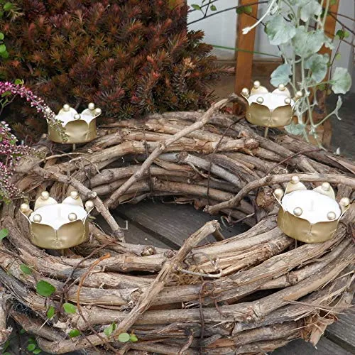 Gartenzaubereien Teelichthalter Krone 4er Set, Gold