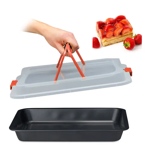 Backblech Backform mit Deckel Kuchen Transportbox rechteckige Kuchenform