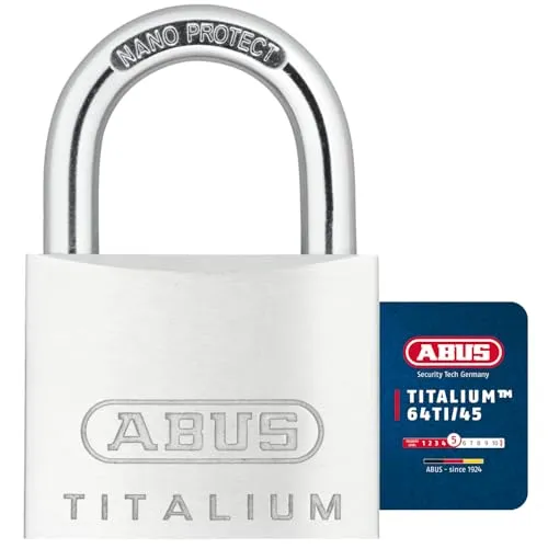 ABUS Vorhängeschloss Titalium 64TI/45 gl.-6454 - gleichschließend - Kellerschloss mit Schlosskörper aus Spezial-Aluminium - gehärteter Stahlbügel - ABUS-Sicherheitslevel 5