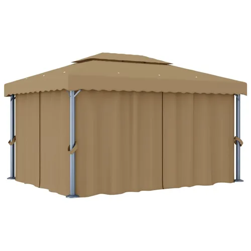 Living Store Pavillon 4x3 m Taupe mit Vorhang