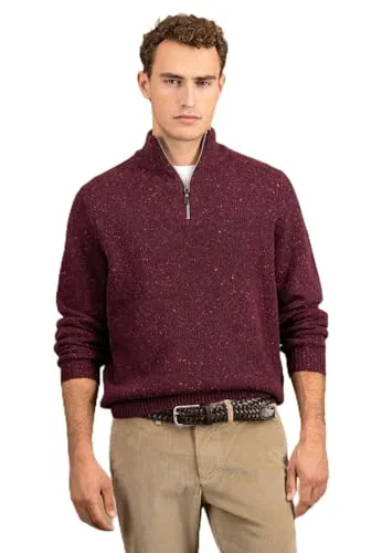 FYNCH-HATTON Donegal-Troyer aus Wollmix mit Reißverschluss und Melange-Effekt deep Merlot/L