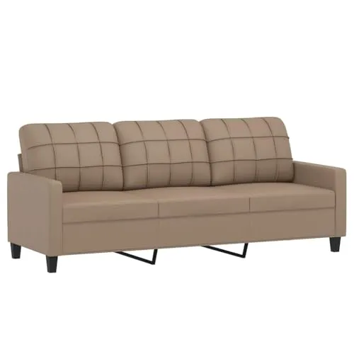 vidaXL 3-Sitzer Sofa für Wohnzimmer - Stylisches Polstersofa mit langlebigem Kunstleder und stabilem Metallgestell. Perfekt zum Entspannen und ein echter Blickfang in jedem Raum!