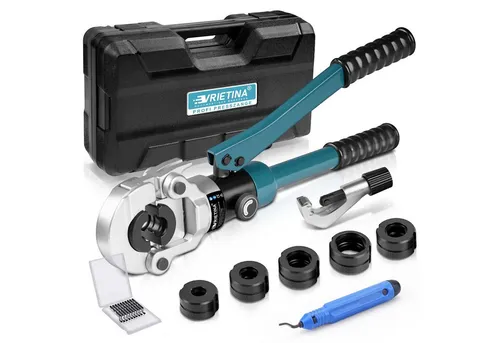 XERSEK Crimpzange Hydraulische Presszange V-Kontur Rohrpresszange Crimpzange, Presswerkzeug Handpresszange V12 V15 V18 V22 V28, Backeneinsätze mit Rohrabschneider, für Kupferrohr Und Verbundrohr