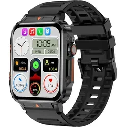 Praktische Gesundheitsuhr mit Telefonfunktion Herzfrequenz Schlafüberwachung Blutdruckmessung Schrittzähler Kalorien 100+ Sportmodi Fitness Tracker - Schwarz
