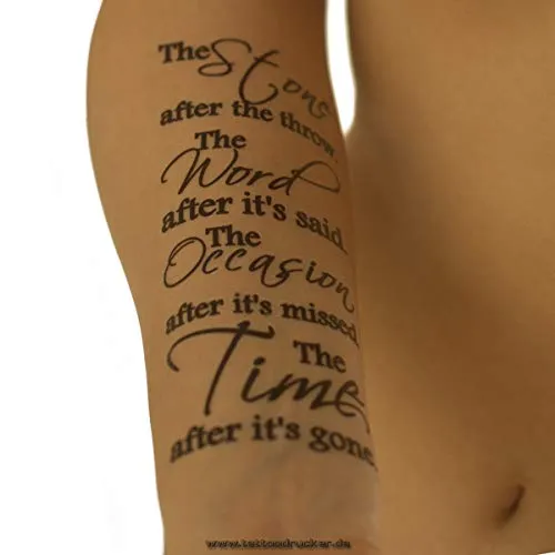 The Stone.. The Word.. The Occasion.. The Time.. - Temporary Haut Tattoo Schriftzug in schwarz (10) 10 x