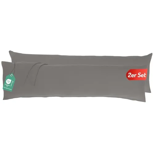 Livessa Seitenschläferkissen Bezug 40 x 145 (2er Set Kissenbezüge) - Kissenhülle mit Reißverschluss,%100 Baumwolle, Oeko-Tex Zertifiziert, atmungsaktiv, Kissenbezug für Seitenschläferkissen