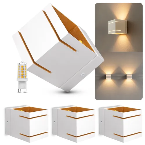 4x KOURA DUO Up & Down LED Wandleuchte mit dimmbarer G9 3W - Moderne Wandlampe für Innenräume, ideal für verschiedene Zimmer. Mit dimmbaren LED-Lichtern sorgt sie für eine angenehme Atmosphäre und ist einfach zu montieren.