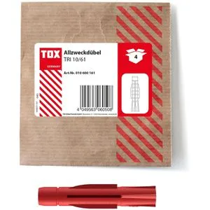 Tox Dübel 010600161, Allzweckdübel Tri 10/61, 10 x 61mm, Universaldübel, 4 Stück