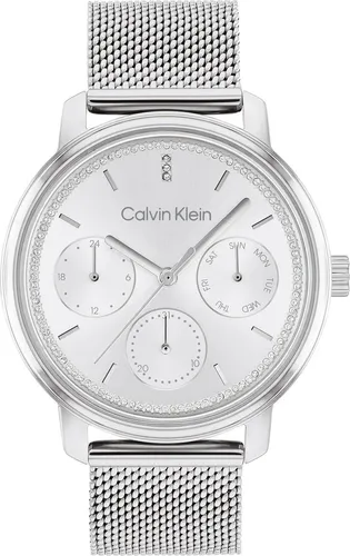 CALVIN KLEIN Damenarmbanduhr MINIMALISTIC MULTI MESH 25200180 - Elegante Damenarmbanduhr mit Quarzwerk, poliertem Edelstahl-Gehäuse und wasserdicht bis 3 Bar – perfekt für jeden Anlass.