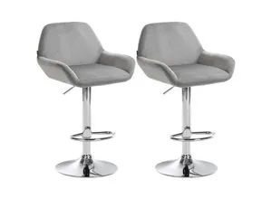CLP 2er Set Barhocker Braga - 2er Set Barhocker Braga mit hochwertigem Samtbezug und robustem Metallgestell, höhenverstellbar und drehbar – perfekt für Küche, Esszimmer oder die Hausbar.