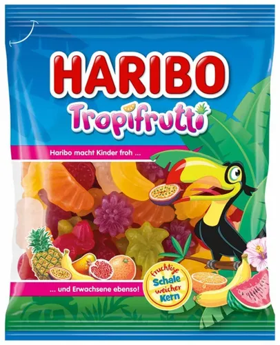 HARIBO Tropifrutti Fruchtgummi 175 g - Erleben Sie tropisch-fruchtigen Genuss mit HARIBO Tropifrutti! Diese Fruchtgummis bieten eine einzigartige Kombination aus weichem Kern und fruchtiger Schale in verschiedenen Geschmacksrichtungen. Ideal für eine süße Auszeit!