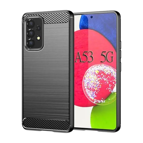 betterfon Hülle für Samsung Galaxy A53 5G Handyhülle Carbon TPU Silikon Handy Tasche Hybrid Case Schutzhülle Panzer Cover Bumper für Samsung Galaxy A53 5G Schwarz