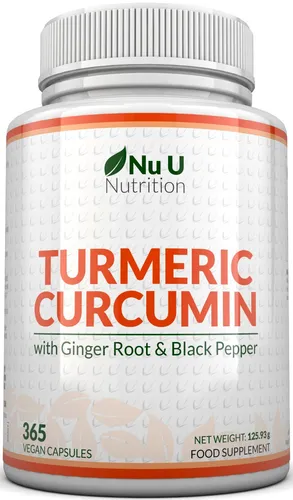 Kurkuma Kapseln Hochdosiert Mit Ingwer & Schwarzem Pfeffer - 365 Vegane Kapseln