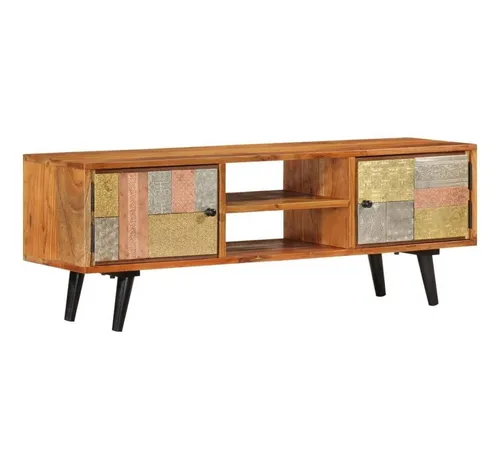 furnicato TV-Schrank mit Türen 112x30x40 cm Massivholz Akazie und Metall (1-St)
