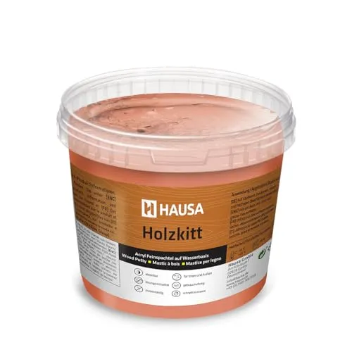 HAUSA Holzkitt 1 kg Mahagoni Holzspachtelmasse, Kitt für Holz, Holzspachtel/Füllmasse zum Reparieren von Holzschäden gebrauchsfertig ausgezeichnete Füllkraft schnelltrocknend rissbeständig