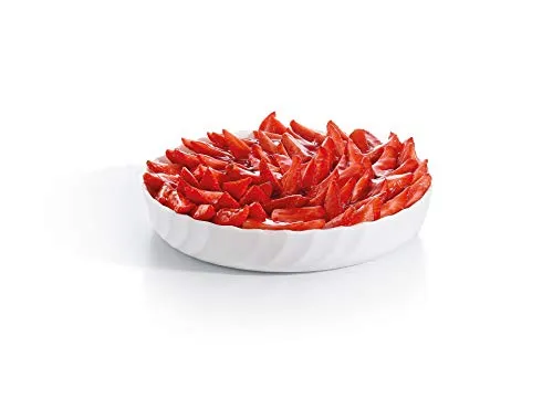 Luminarc 06965 Tarteform rund Trianon 26 cm Backform Bratbräter Hartglasgeschirr Glasbräter Ofenform Auflauform Hartglas Backoffen Mikrowellen-Spülmaschinenfest weiß modern, Glas