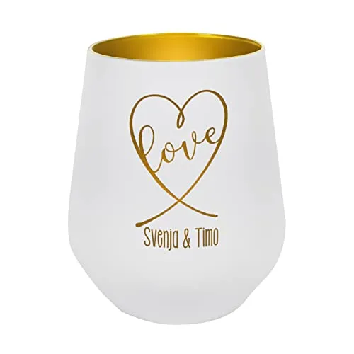 Herz & Heim® Windlicht zur Hochzeit mit Gravur der Namen und Datum - ideal als Tischdekoration zur Hochzeit Love